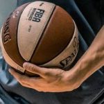 basketball in male hand